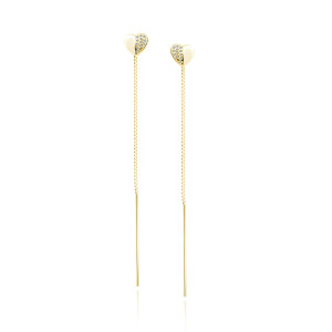 Cercei argint lungi placati cu aur galben cu lant si inima cu pietre DiAmanti Z1807EPG_W-DIA (Argint 925‰ 1,2 g.)